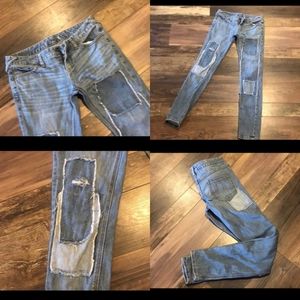 Free People Distressed Destroyed Skinny Jeans 25